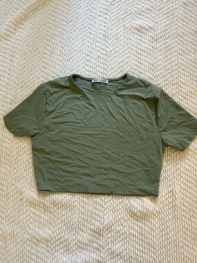 Zara Olive Cropped Tee